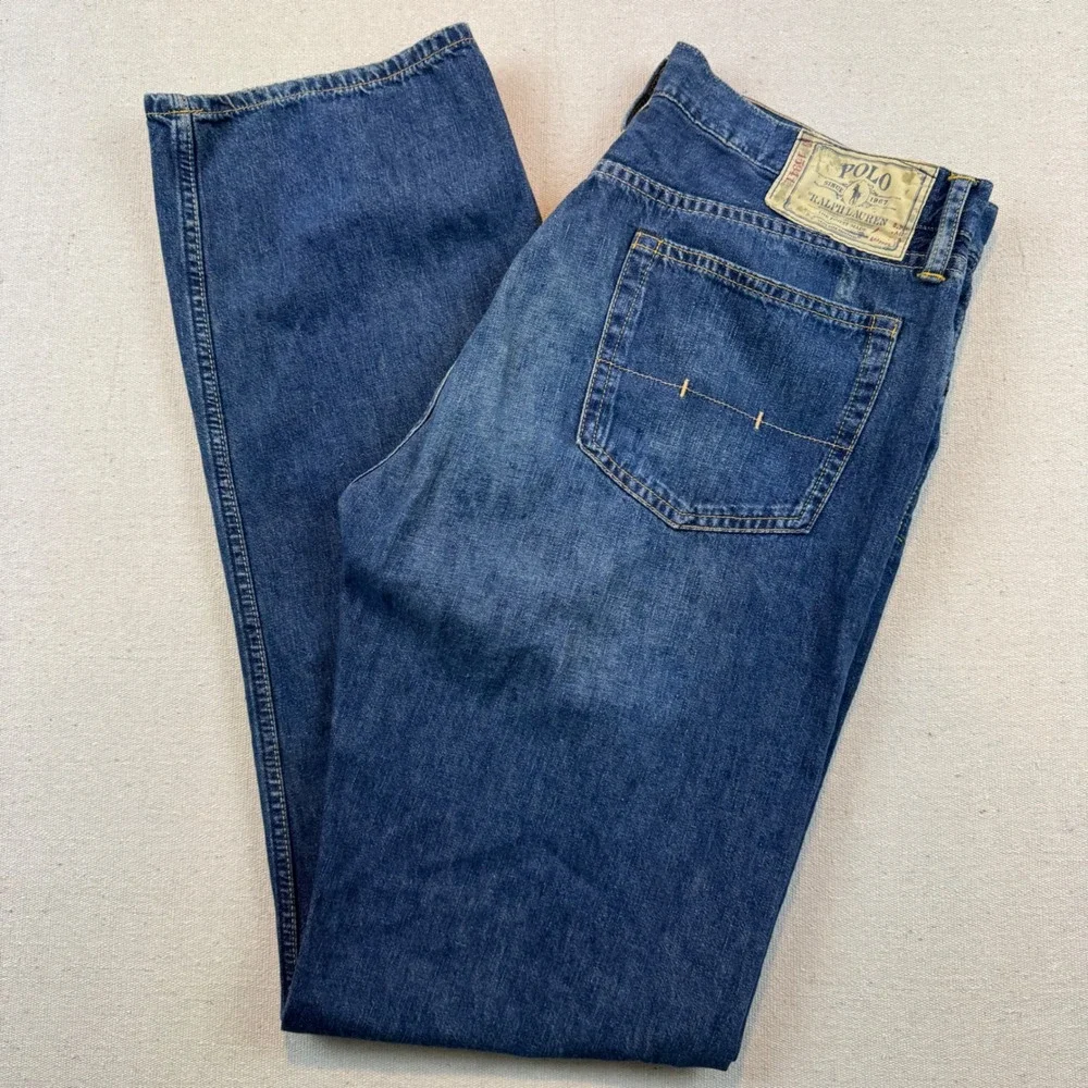 Polo Ralph Lauren Mens Straight Leg Jeans 34x34 Blue Denim Medium Wash